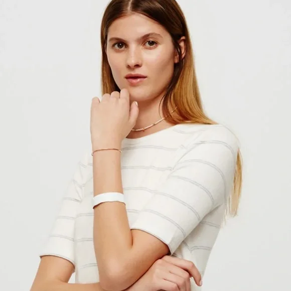 Loft Lou & Grey Women’s Large Ivory with Gray Strips Swing T-Shirt Midi Dress - Picture 2 of 8